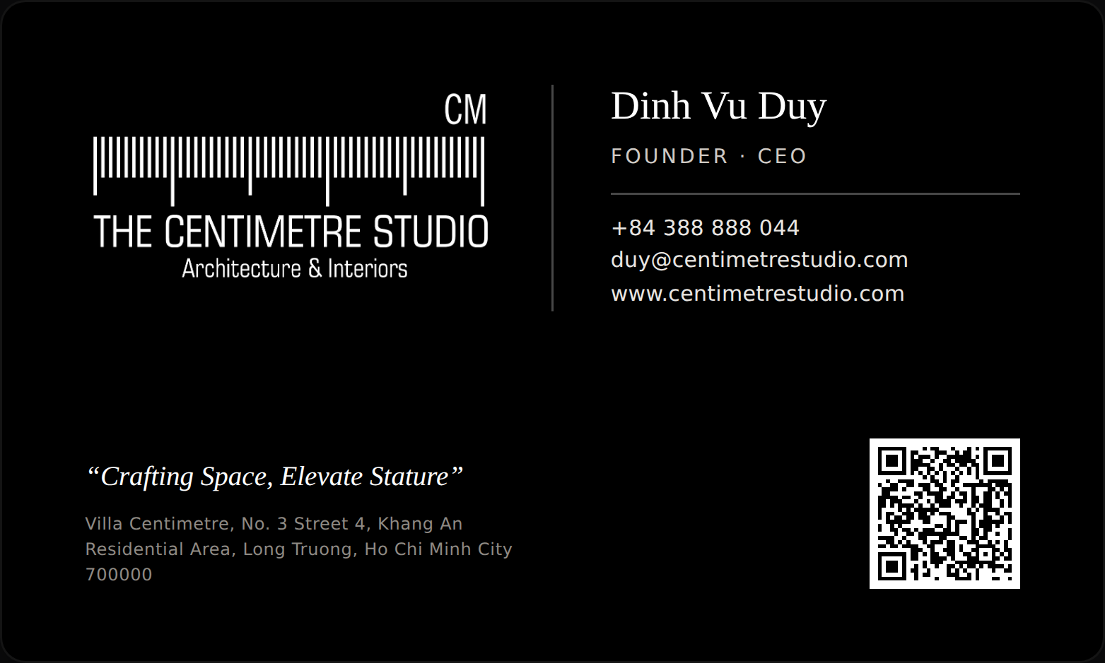 Đinh Vũ Duy — Founder · CEO, The Centimetre Studio — danh thiếp